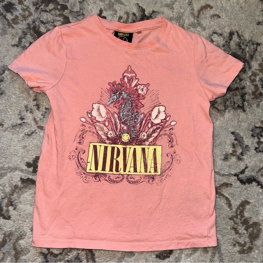 Nirvana Floral Smile Logo Coral Girls T-Shirt Cotton On Kids 4